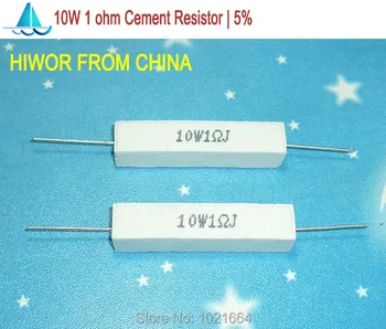 (10pcs/lot)(Cement Moc Odpory|10W) 10W 1 ohm Keramické Cementu Moc Rezistor 1 ohm TOL 5%
